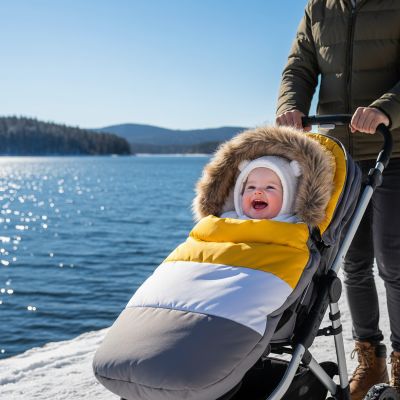 bebe-souriant-chanceliere-poussette-jaune-bord-de-leau