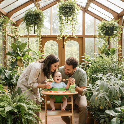 chaise-haute-bebe-flexicot-verte-moment-familial-en-veranda
