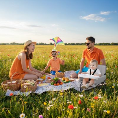 chaise-haute-bebe-parasol-grise-prairie