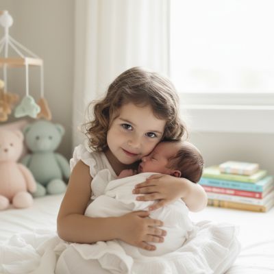 couverture-avec-volants-grande-soeur-calinant-bebe