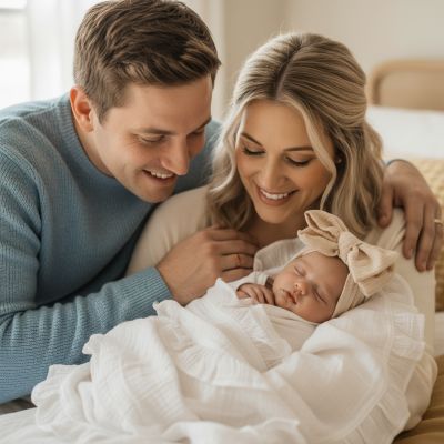 couverture-avec-volants-parents-admirant-bebe