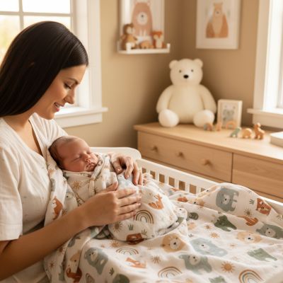 couverture-bebe-avec-decor-ours-polaire