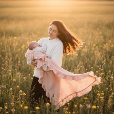 couverture-bebe-avec-volants-rose-clair