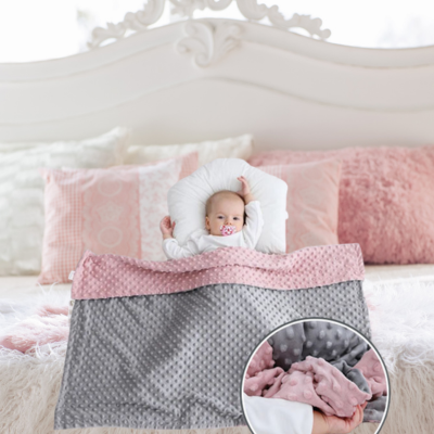 couverture bebe-gris-rose