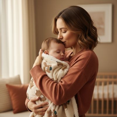 couverture-polaire-maman-embrassant-bebe