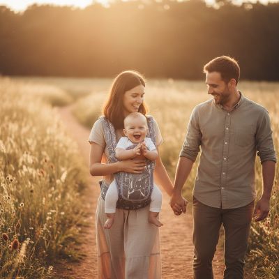famille-avec-porte-bebe-hanche-gris-en-nature