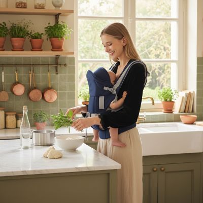 maman-avec-porte-bebe-kangourou-bleu-a-la-maison