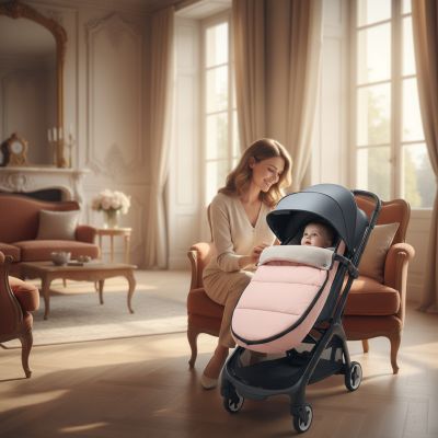 maman-souriant-bebe-poussette-chanceliere-glide-rose
