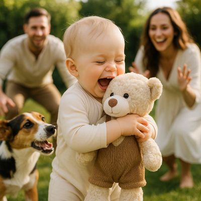 ours en peluche joie en famille