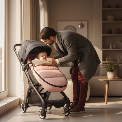 parent-caressant-bebe-poussette-chanceliere-glide-rose