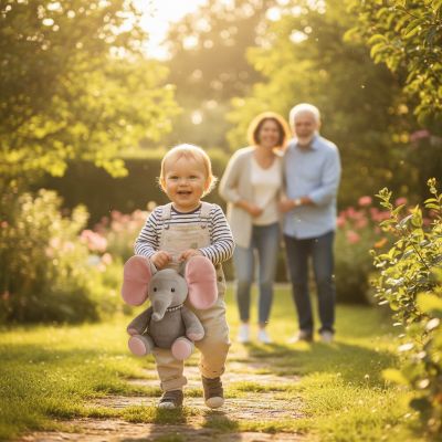 peluche-elephant-interactif-enfant-au-jardin