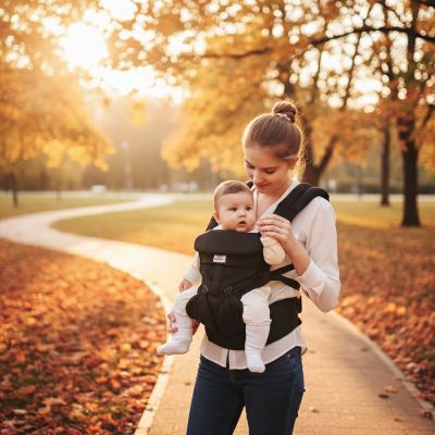 porte-bebe-cosy-noir-promenade-au-parc