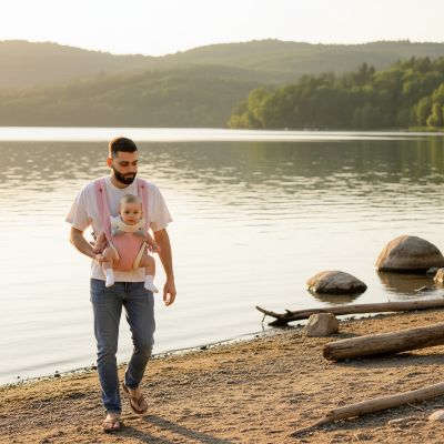 porte-bebe-sac-a-dos-rose-bord-de-leau