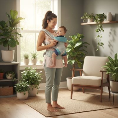 porte-bebe-tava-gris-vert-avec-plantes
