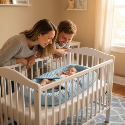 reducteur-de-lit-anti-sursaut-bleu-parents-admiratifs