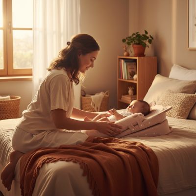 reducteur-de-lit-flupi-maman-installant-bebe