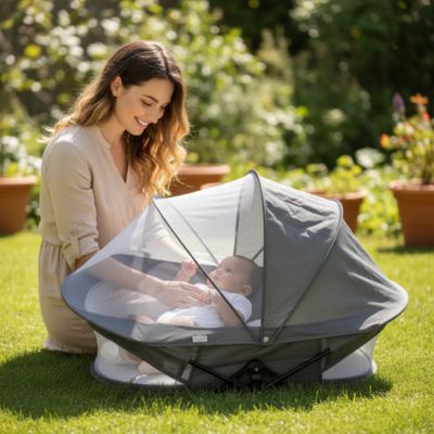 reducteur-de-lit-pliabe-gris-fonce-au-jardin